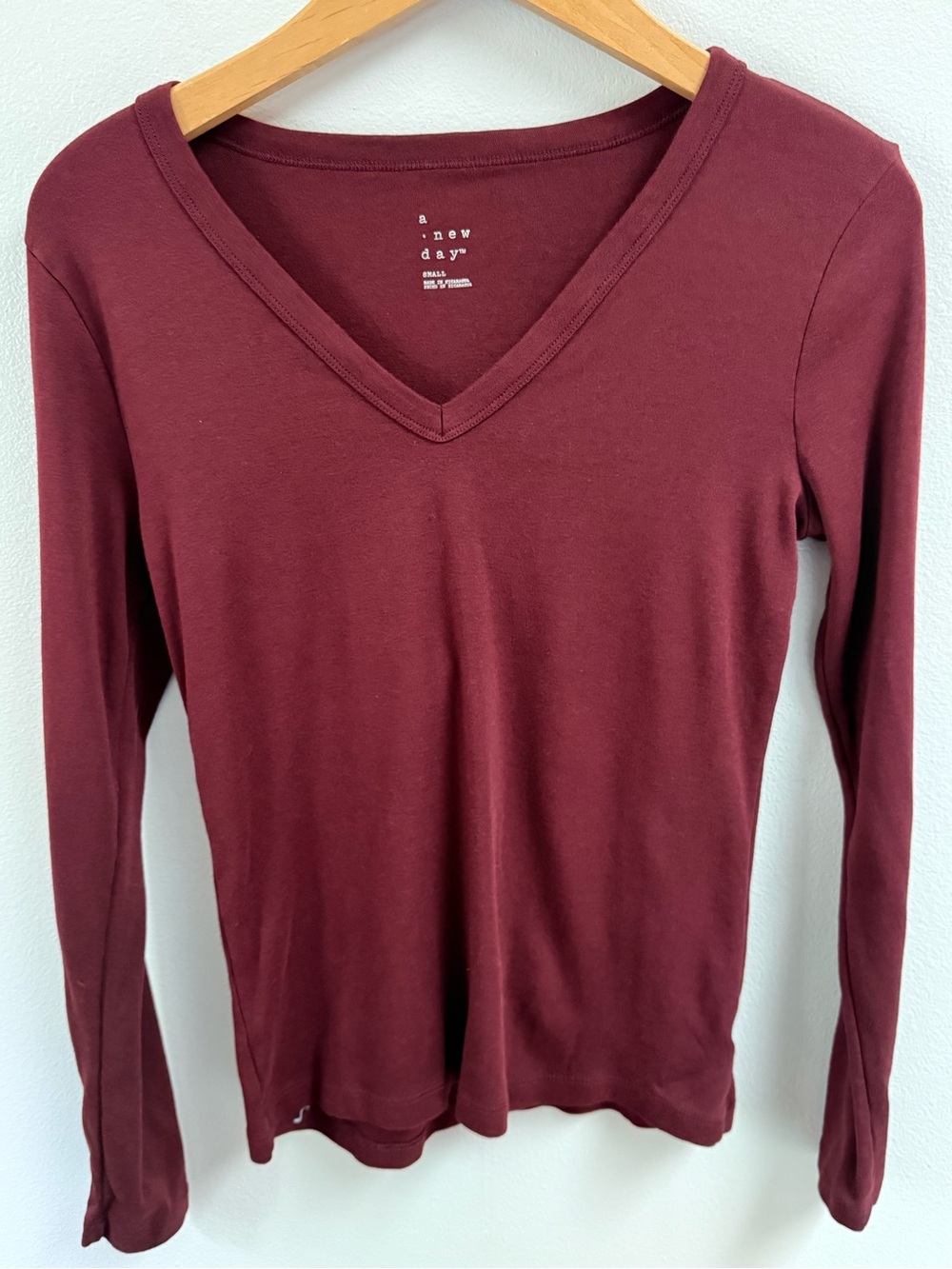 a new day Long Sleeve V-Neck Top - Wine